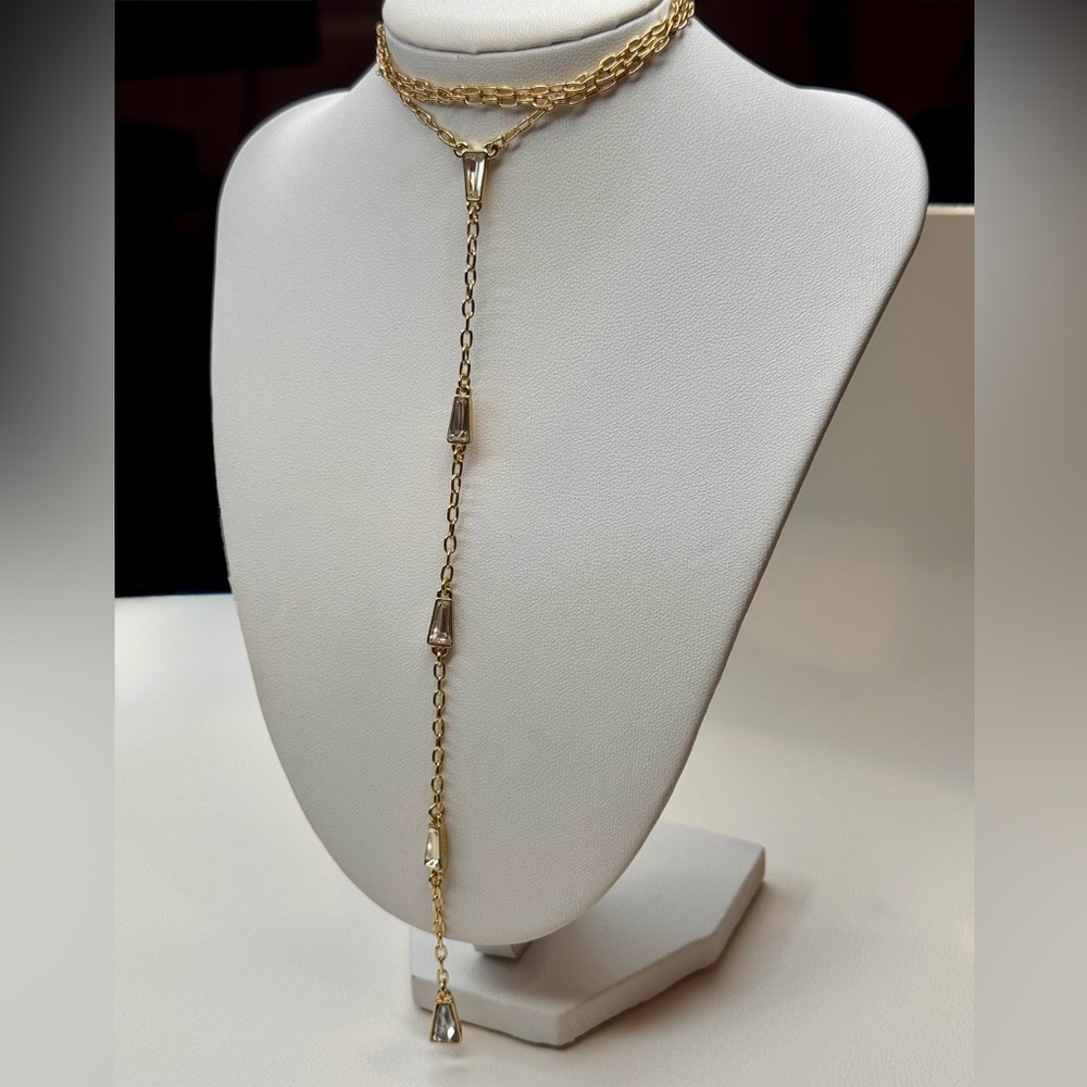 Christian Siriano Elegant Gold “Y” Necklace with 7 inch Drop